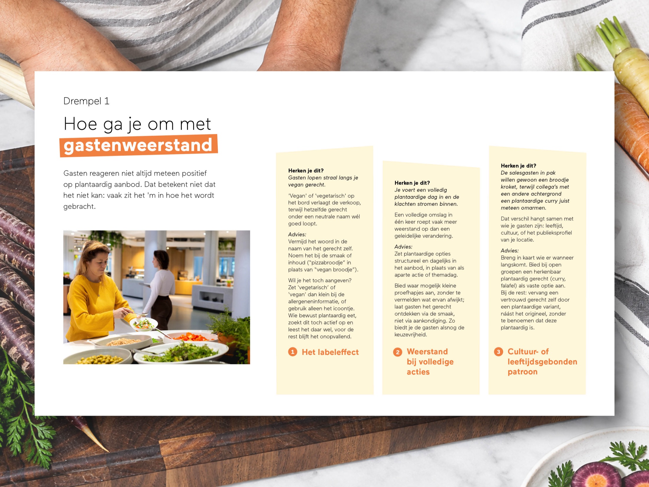 Spread uit het handboek voor horecamanagers over omgaan met gastenweerstand bij duurzaam aanbod